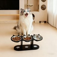 15° Tilted Elevated Cat Bowls - Raised Cat Bowls Stand,3 Stainless Steel Cat Dishes for Food and Water, Pet Bowl