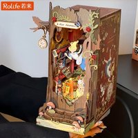 Rolife Alice in Wonderland Building Blocks Book Nook Kit Handmade 3D Wood Puzzle Toys Book Shelf Decor Collection Birthday Gifts