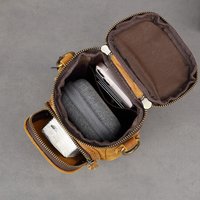 Vintage Top-Grain Leather Crossbody Bag - Men's Mini Waist Pack with Belt Loop, Convertible Phone Pouch & Casual Small Backpack