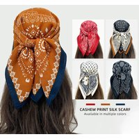 Women's Scarf Luxury Bandana Headscarf Handkerchief Hijab Silk Scarves Woman Square Print Female Windproof Shawl Headband