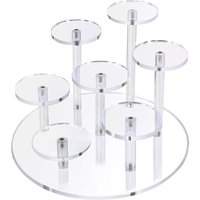 7-Tier Round Acrylic Display Stand, Riser Shelf for Collectibles, Figurines, Toys, Dolls and Jewelry Storage & Display Base