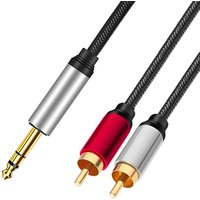 Nku 6.5 6.35mm TRS Stereo Jack to Dual RCA Y Splitter Insert Cord 1/4 Inch Male to 2 RCA Male Audio Cable for Speaker Mixer