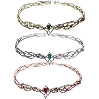 Adjustable Headband Crown Cosplay Headwear Alloy Material Retro Color Elves Crown Waterdrop Zircon Bridal Hair Accessories