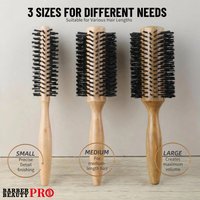 Professional 3 Sizes Natural Beech Wood Round Hair Brush Nylon Bristle Curling Roller Comb for Salon Blow Drying Volume Styling