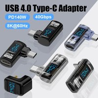 90 Degree USB C Adapter Right Angle U Shape Type C Adapter 40Gbps with LED Display PD 140W Usb4.0 8K Video For Thunderbolt 3/4