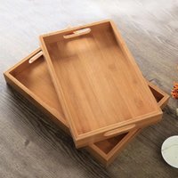 Retro Rectangular Storage Tray household Bamboo Tea Tray Solid Wood Storage Plate Home Living Room