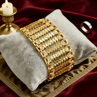 Gold Plated Arab Style Bracelet Women's Sleeve Cuff Wedding Festival Party Jewelry Algerian Hand Accessory