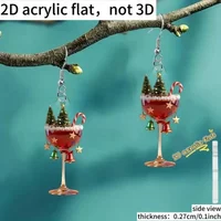 Christmas Rose Tall Cup Wine Earring Carnival Shaken Wine Glass Acrylic Earrings 2025 New Fun Earrings Wholesale Gifts
