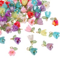 2/10pcs 11x14mm Colorful Acrylic Lily Flowers Beads Charms Loose Bead for Earring Necklace Bracelet DIY Jewelry Making Craft