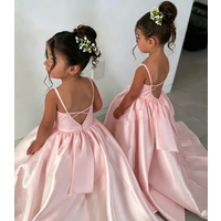 Multicolor Flower Girl Dress with Bow Strap Mini Bridal Wedding Dress Kids Ball Gown 1st Communion Frock Customized Vestidos