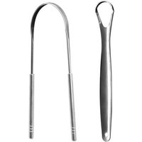 2Pcs Tongue Scraper Stainless Steel Tongue Cleaner Oral Care Hygiene Scraper Dental Oral Care Tool