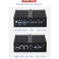 Fanless Industrial Mini PC j6412 j4125 12th gen N100 N150 2*LAN RS232 HD VGA Win10/11 Linux Ubuntu WIFI Desktop Computer Home pc