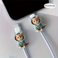 2Pcs Cute Cat Clear Charger Data Cable Protector Cover Charger Line Protectors Organizer Winder Cute Protector Cover Accessories