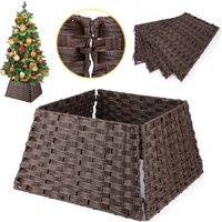 Christmas Tree Base Basket Faux Rattan Wicker Skirt Rack Base Reusable Woven Rattan Xmas Tree Base Cover Christmas Decor Gifts