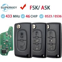 For Peugeot 207 307 308 407 607 807 For Citroen C2 C3 C4 C5 C6 Xsara Berlingo Flip Remote Car Key HU83 VA2 0536 0523 ASK FSK