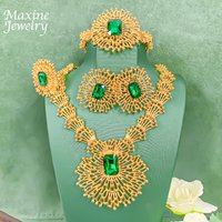 4Pcs Jewelry Set Zirconia Jewellery Luxury Rhinestone Dubai 18K Gold Plated Necklace Earring Bracelet Ring Wedding Party Gifts