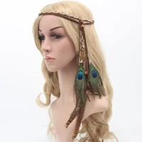 New Creative Feather Headband Festival Boho Hairband Headdress Hippy Indian Hair Accessories For Girls Gifts Head Decoration
