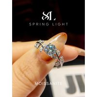 Personalized 1CT Real Moissanite Diamond Leaf Round Ring for Women's Daily Anniversary 925 Sterling Silver Fine Jewelry
