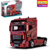 818PCS Heavy-duty Truck Tractor-trailer Flat Truck Building Blocks Technical Vehicle Model Construction Bricks Toys Gifts