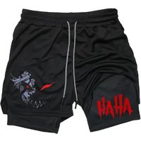 Men's Sports Shorts Quick Drying Breathable Fighting 2-in-1 Double Layer Shorts Running Sports Fitness Loose Casual Gym Shorts
