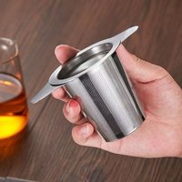 Coffee filter funnel grid double-ear coffee leakage tea leakage filter with lid and processing net leakage 304 stainless steel
