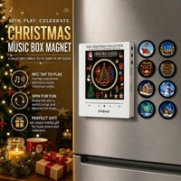 Lecteur de chansons de Noël à détection NFC avec 8 disques vides et veilleuse, machine à disques rotatifs magnétiques pour réfrigérateur, chant automatique