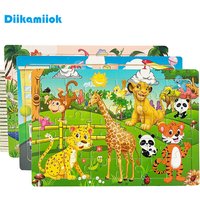 30 Pieces Wooden Jigsaw Puzzle Kids Cartoon Animal Vehicle Puzzles Games Baby Early Learning Educational Toys for Children