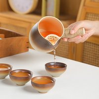 Ceramic Stovetop Safe Teapot Set For Simmering Tea Milk Tea Ceremony Pottery Jar With Tray