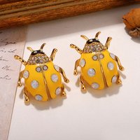 Sparkling Ladybug Stud Earrings | Enamel & Rhinestone Animal Bug Jewelry | Adorable Women's Fashion Accessories