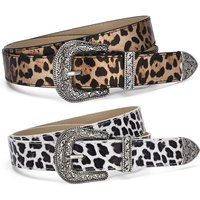 Goth Leopard Print Women's Belt Trend Hip Hop Y2k Girls Pu Leather Girdle Retro Pin Buckle Jeans Dress Accessories Waistband