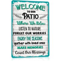 Funny Patio Signs For Outside Welcome To Our Sign Outdoor Backyard Decor Metal Deck Tin Decorations Rules