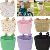 Adjustable Bicycle Basket Removable Design Solid Color Handlebar Front Basket Lightweight Colorful Dots Bike Carrier Bag