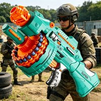 Electric Outdoor Shooting Gatling Safe Suction Cup Soft Bullet Toy Gun EVA Dart Continuous Firing Blaster Birthday Gift