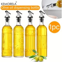 1PCS Oil Bottle Leak-Proof Glass Olive Oil Decanter Round with Pouring Spout, Cooking Oil Container Ideal Gift for Kitchen Tools