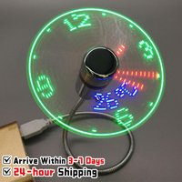 Clock Fans DC 5V Metal Mini Fan USB Powered Mini Cooling Flashing Fan Real Time Display Hand Mini USB Fan for Laptop PC Notebook