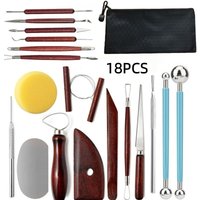 Pottery Clay Sculpting Tools Set Wooden Modeling Carving Tools Kit with Storage Bag for Ceramic DIY Art Craft