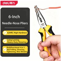 6/8 inch German Type Needle Nose Pliers High Carbon Steel Long Nose Pliers Sharp Cutting Hand Tools With Two-color PVC Grip