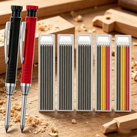 1-7PCS Solid Carpenter Pencil Set Woodworking Tools Mechanical Pencil 5 Colors Refill Construction Tools Carpentry Marking
