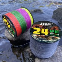 JOF 24Strands Braided PE Fishing Line 500M Fly Wire Multifilament Carp Wire X24 Japan Multicolor Sea Line Super Strong