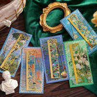 Pendant Chain Bookmark OilPainting Metal Book Marks With Ruler Scale Exquisite Hollow Stationery Book Clip Read Book Accessories