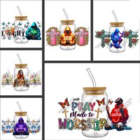 Jesus God Christian Faith Theme UV DTF Cup Wrap Stickers Waterproof Libbey Glasses Wrap Decals DIY Cold Transfer Cup Stickers