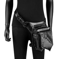 Men Punk style Vintage PU Waist Pack, Multi-Purpose Drop Leg Bag for men, Motorcycle Bike Outdoor Travel Hiking Hip Belt Bag