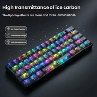 132 key transparent ice carbon pattern keycaps compatible with mechanical magnetic switch keyboards featuring Cherry MX switches