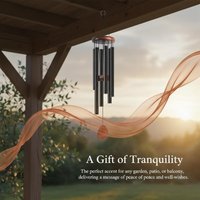 Classic Aluminum Tube Wind Chimes with Wooden Tag, 26 Inch Outdoor Hanging Decoration, Ideal for Farmhouse Garden Balcony Patio