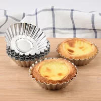Aluminum 7cm Egg Tart Molds Stainless Steel Cupcake Mold Thickened Reusable Cake Cookie Mold Tin Kitchen Baking Tool cake mold