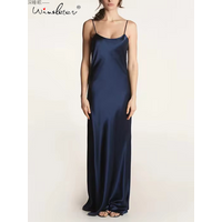Winsleter,19MM 100%Real Silk Elegant Nightgown,French OL Pajama Dress,Women Spaghetti Strap Solid,Summer Fall New P47719QM