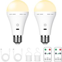 USB-C Rechargeable LED Light Bulb with Remote Control - E27 Emergency Light, Dimmable 7W Bulb for Home Power Outage
