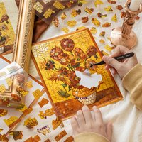 3pcs/12pcs PET Puzzle Landscape Stickers for an Art Museum Vintage Handmade Material Student DIY Relaxation Quiet Book