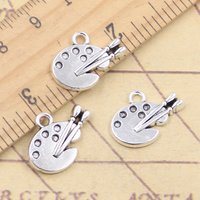20pcs Charms Watercolor Drawing Plate 19x14mm Tibetan Silver Color Pendants Antique Jewelry Making DIY Handmade Craft