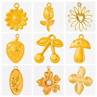 3pcs Fashion Plant Tulip Sunflower Mushroom Cherry Stainless Steel Charm Pendant For Jewelry Making Strawberry Charms Materials